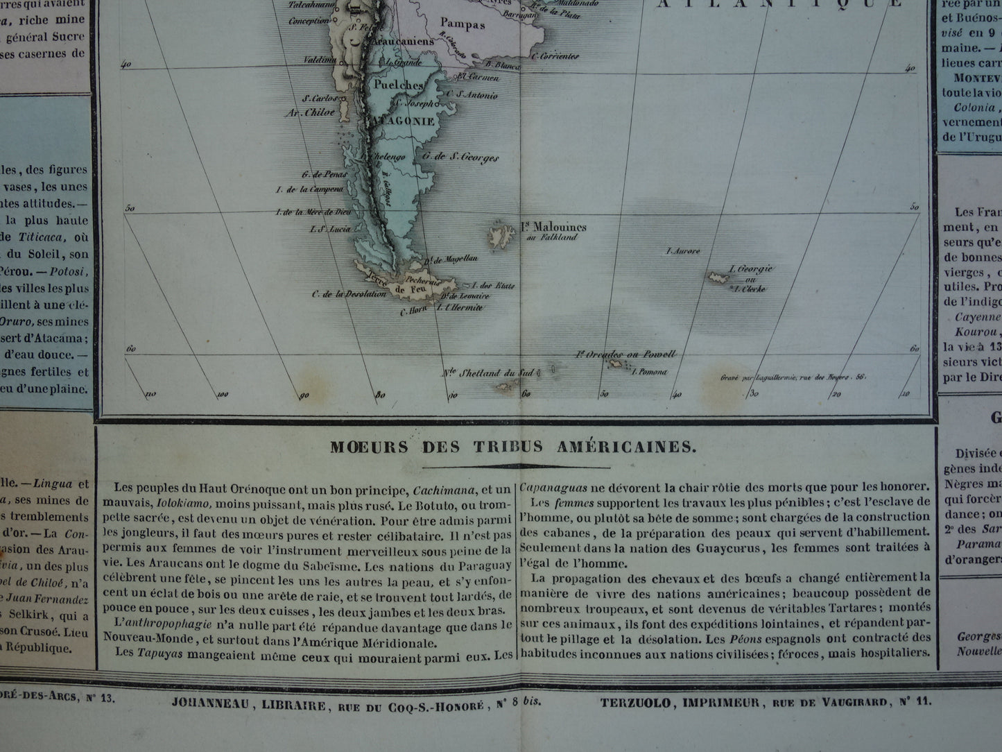 ZUID-AMERIKA Grote oude kaart van Zuid-Amerika uit 1837 Antieke landkaart continent