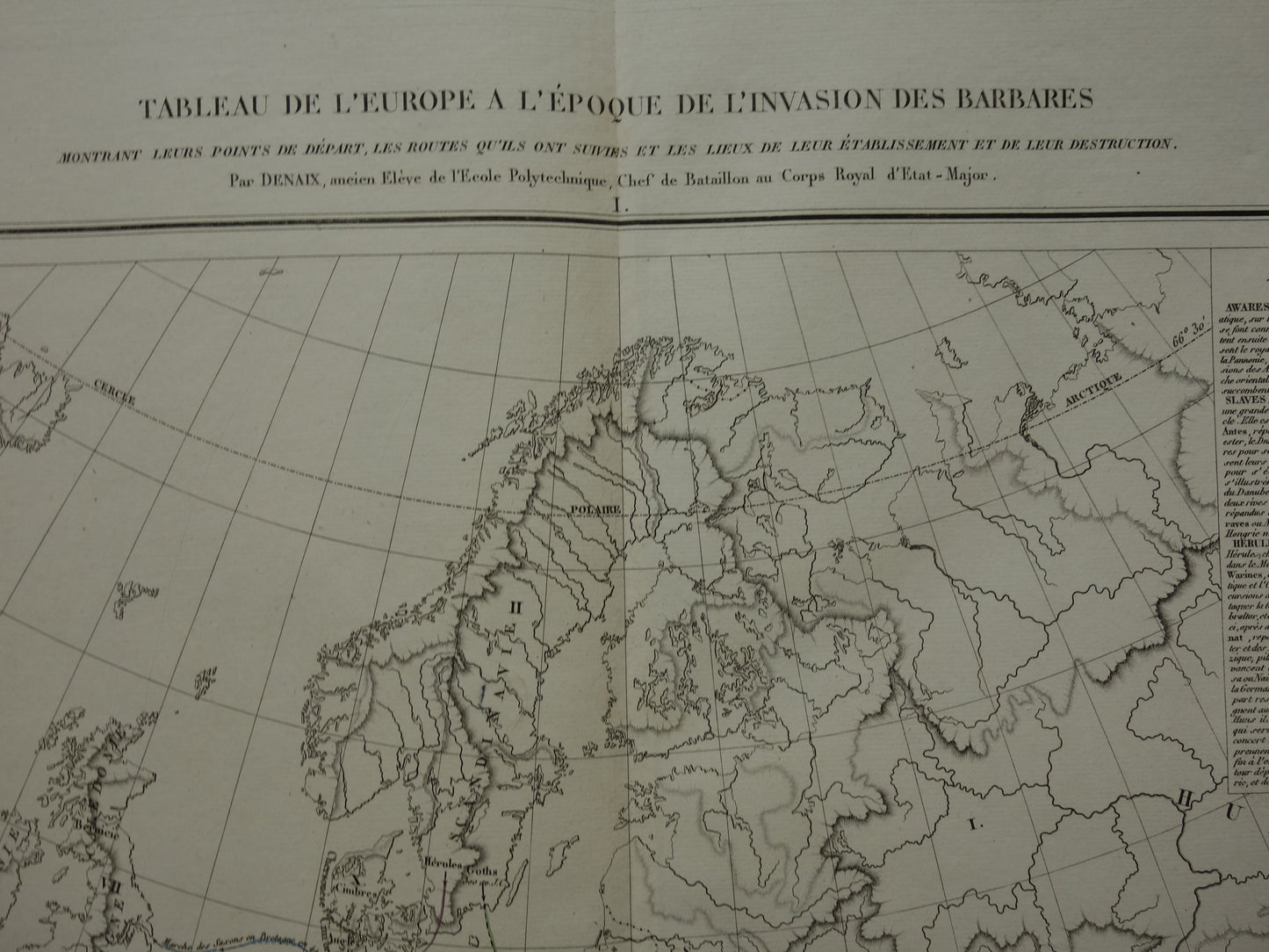 Oude kaart van Europa Grote Volksverhuizing originele antieke landkaart uit 1830 geschiedeniskaart