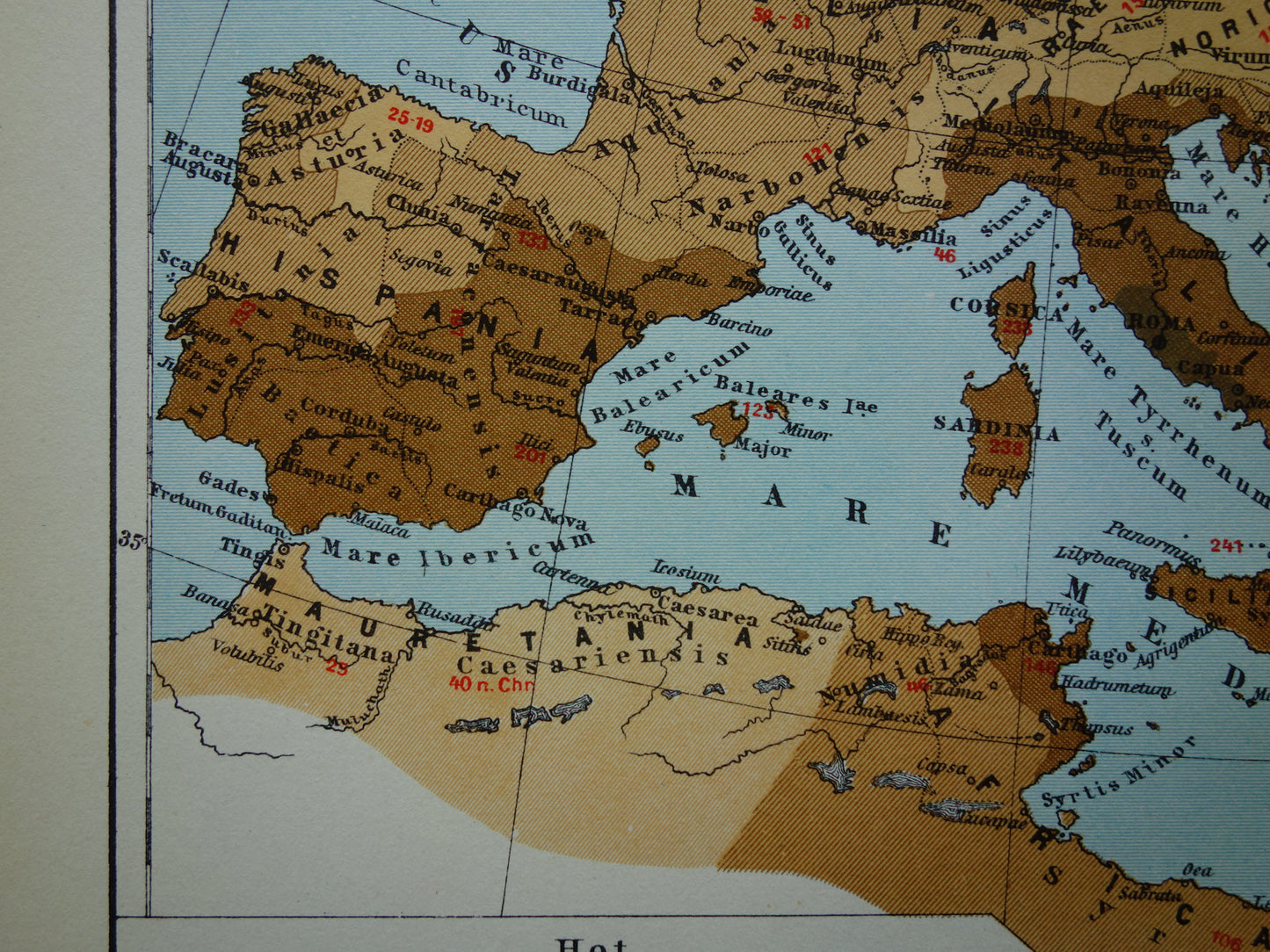 Romeinse Rijk vintage Nederlandse kaart uit 1938 van het Romeinse Rijk originele oude historische landkaart
