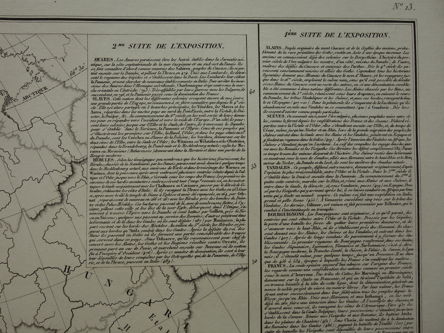 Oude kaart van Europa Grote Volksverhuizing originele antieke landkaart uit 1830 geschiedeniskaart