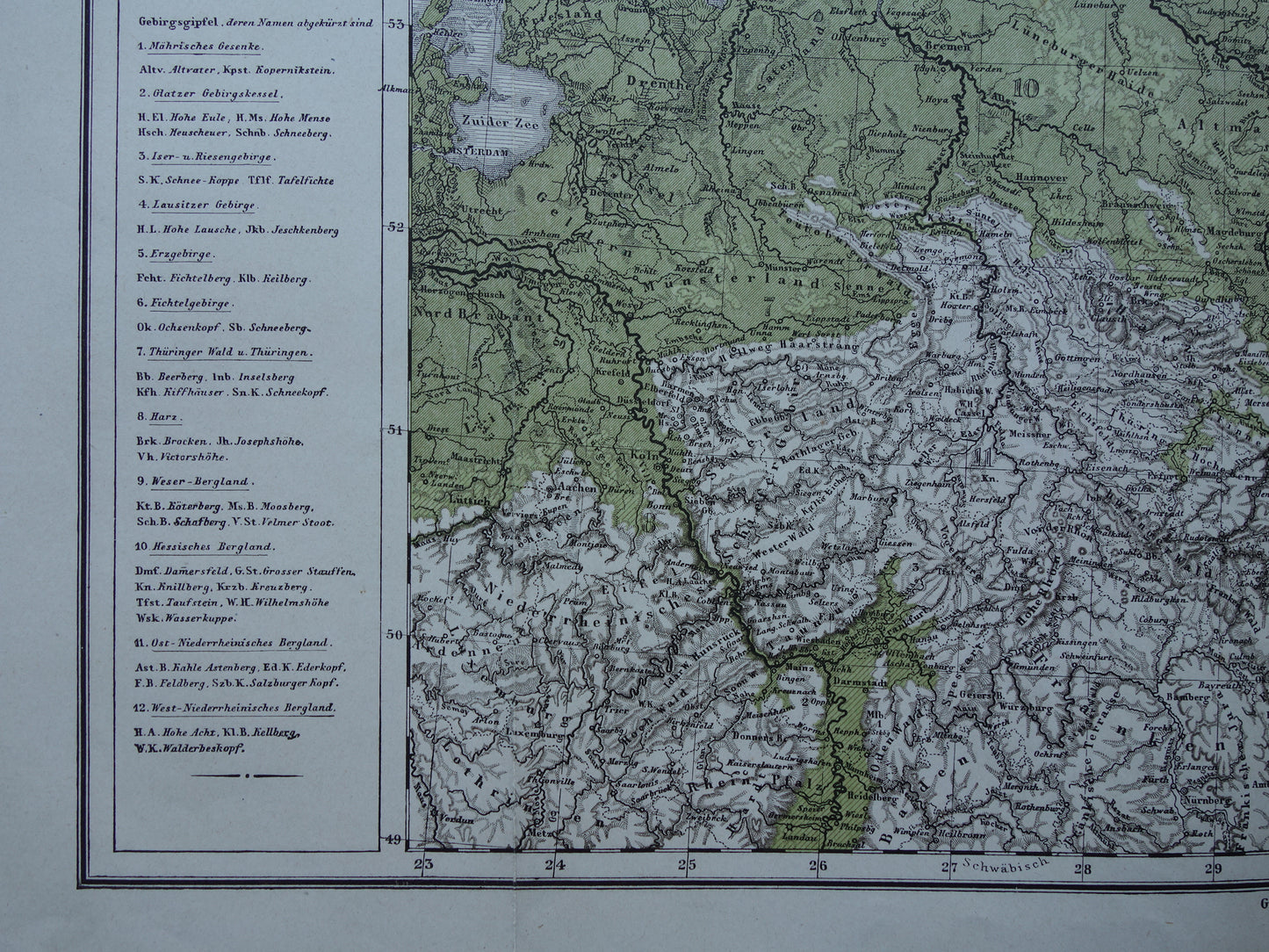 DUITSE RIJK Antieke kaart uit 1875 oude landkaart van Duitsland Polen Nederland