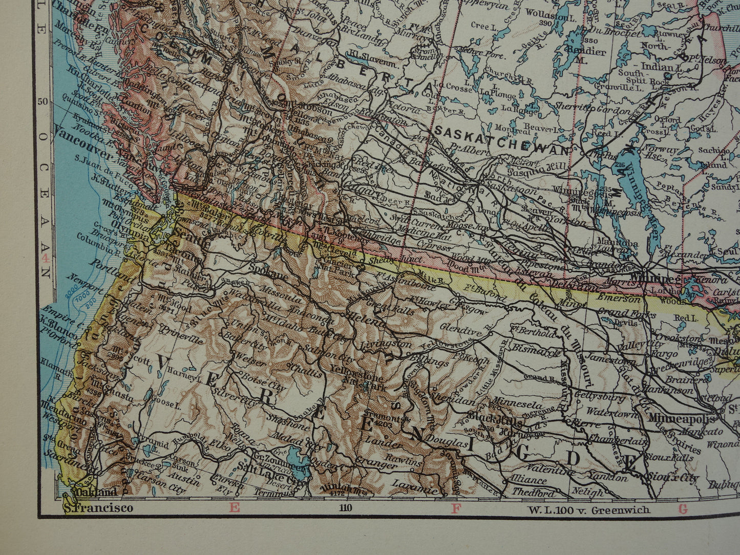 KANADA alte Karte von Kanada aus dem Jahr 1933 originale niederländische Vintage-Karte