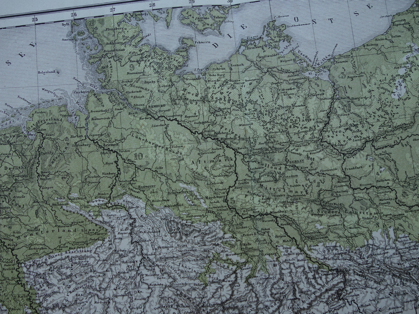 DUITSE RIJK Antieke kaart uit 1875 oude landkaart van Duitsland Polen Nederland