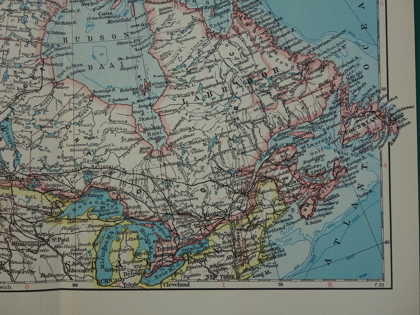 KANADA alte Karte von Kanada aus dem Jahr 1933 originale niederländische Vintage-Karte