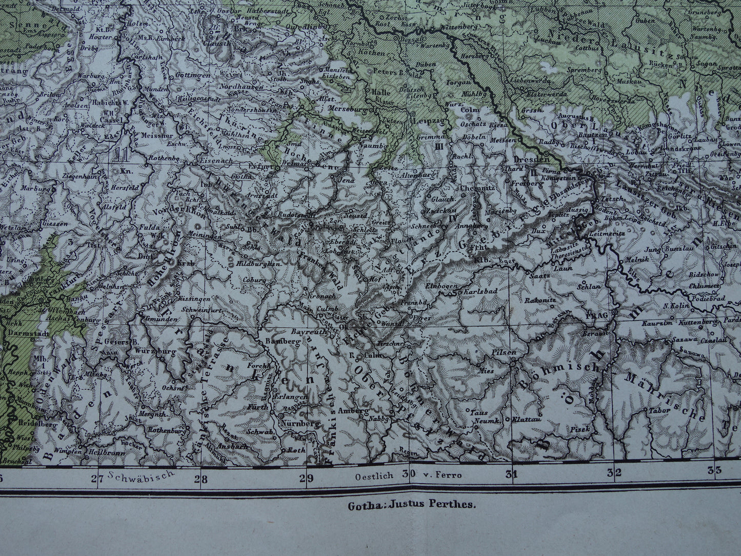 DUITSE RIJK Antieke kaart uit 1875 oude landkaart van Duitsland Polen Nederland