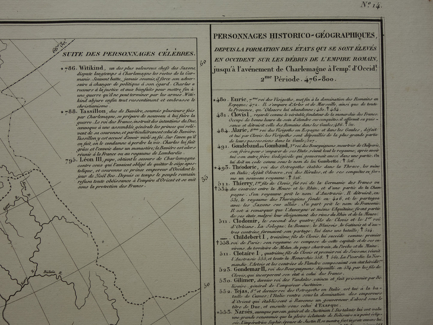 Oude kaart van Europa eind 5e eeuw Val van het Romeinse Rijk originele antieke landkaart uit 1830 geschiedeniskaart