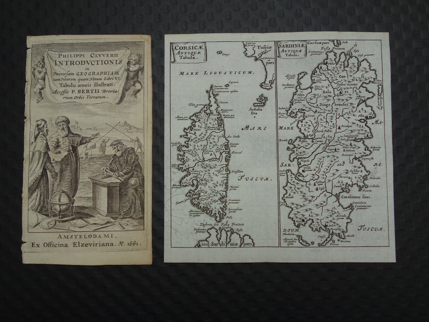 Corsicae Antique Tabula / Sardiniae Antique Tabula Cluver 1661 map