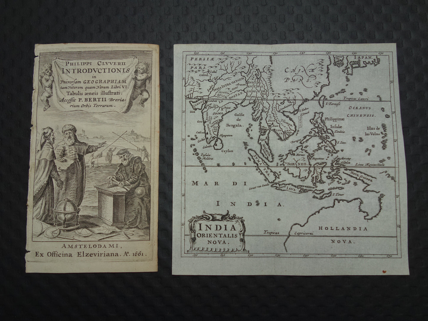 360+ jaar oude kaart van Indonesië Filipijnen Zuidoost-Azië 1661 originele antieke landkaart India klein formaat
