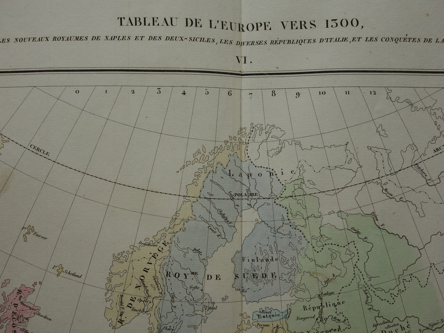 Oude kaart van Europa rond het jaar 1300 Gouden Horde originele antieke landkaart uit 1830 geschiedeniskaart