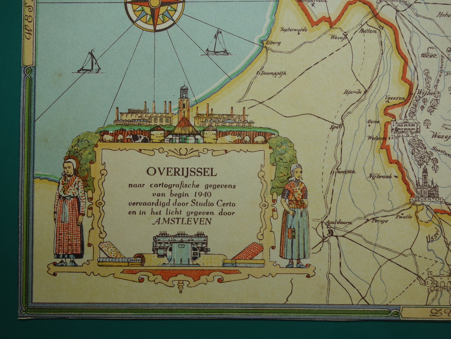OVERIJSSEL Vintage kaart van de provincie Overijssel uit 1947 Oude historische landkaart