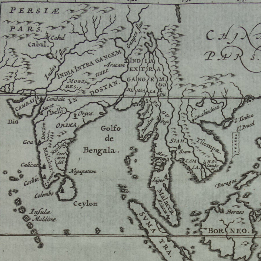 360+ jaar oude kaart van Indonesië Filipijnen Zuidoost-Azië 1661 originele antieke landkaart India klein formaat