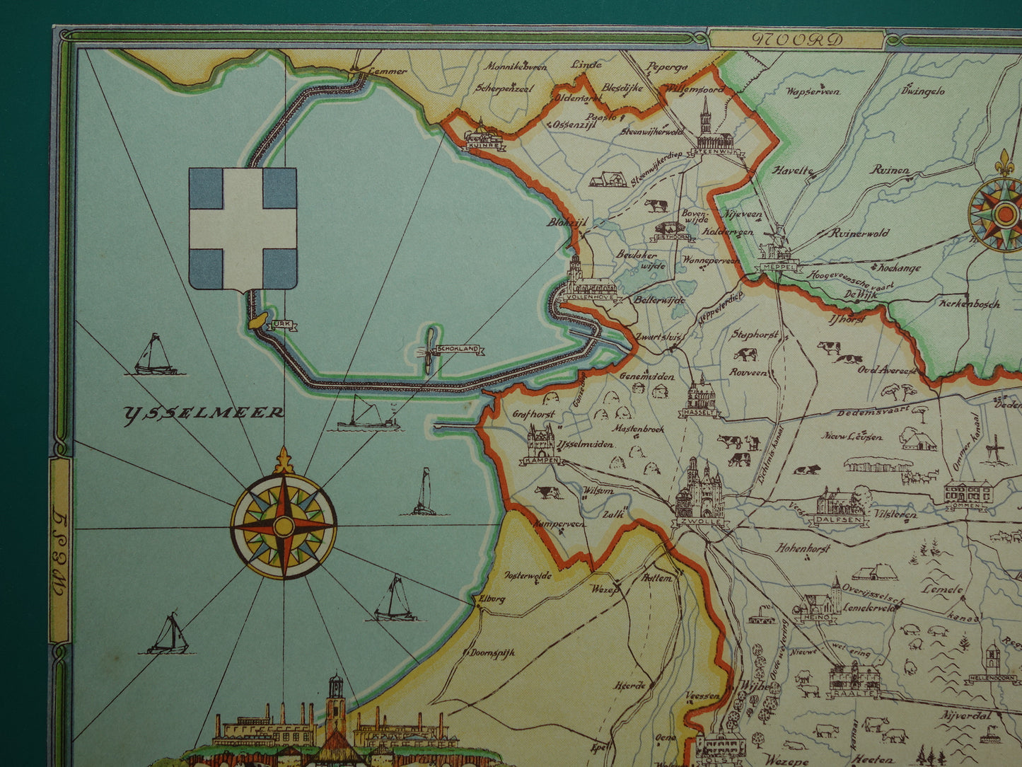 OVERIJSSEL Vintage kaart van de provincie Overijssel uit 1947 Oude historische landkaart