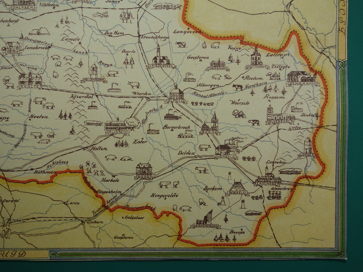 OVERIJSSEL Vintage kaart van de provincie Overijssel uit 1947 Oude historische landkaart