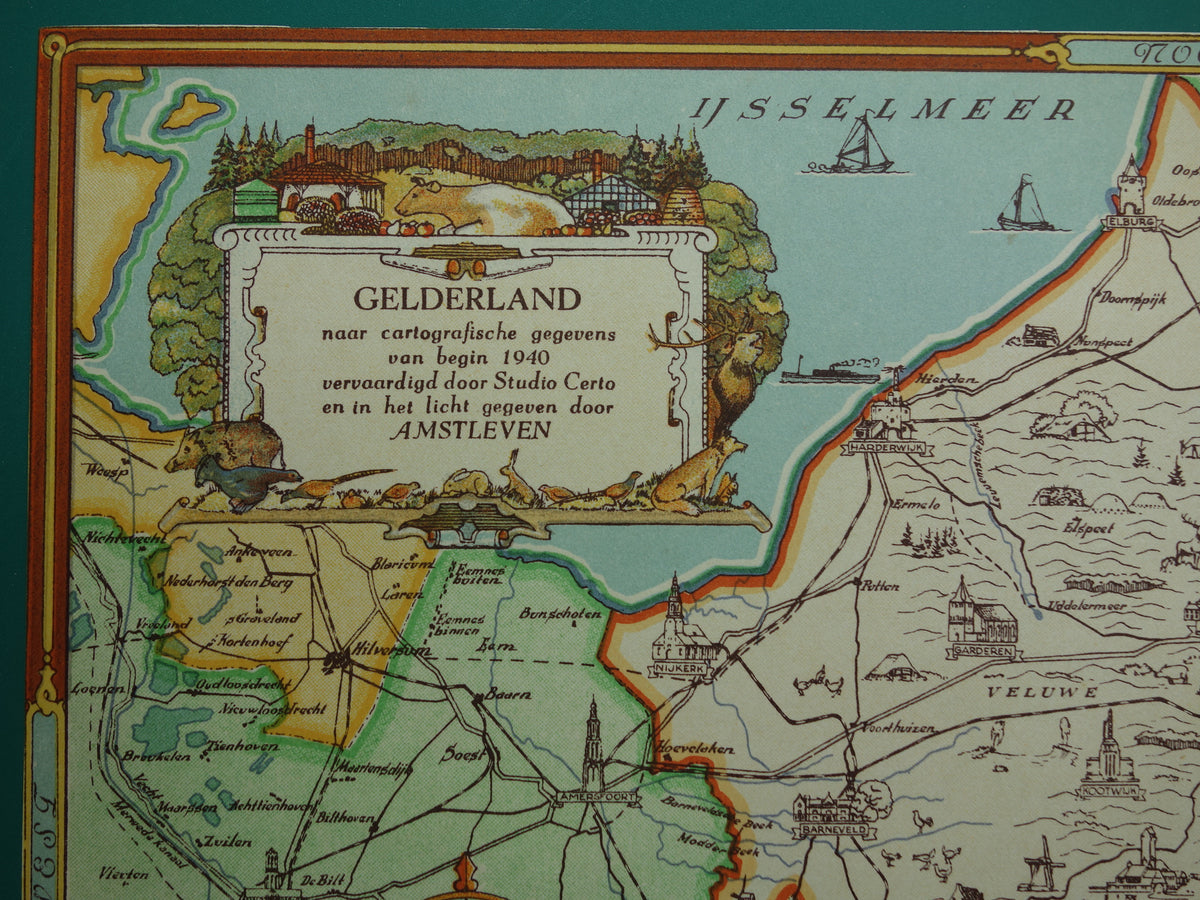 GELDERLAND Historische Karte der Provinz Gelderland aus dem Jahr 1947