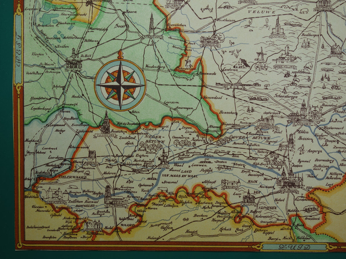 GELDERLAND Historische Karte der Provinz Gelderland aus dem Jahr 1947