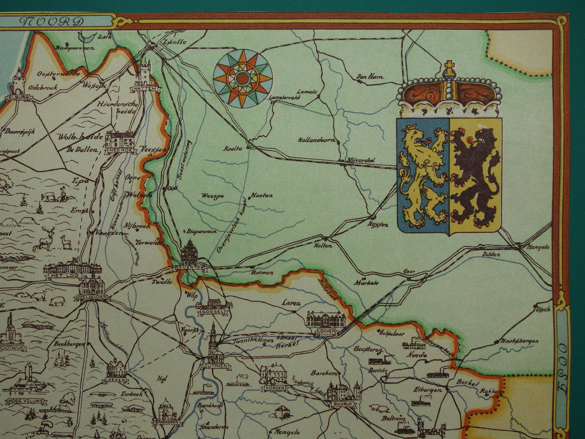GELDERLAND Historische Karte der Provinz Gelderland aus dem Jahr 1947