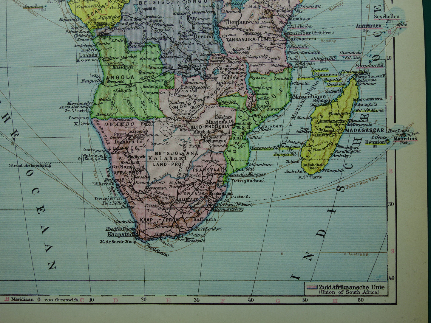 Alte Karte von Afrika aus dem Jahr 1932, originale Vintage-Karte des afrikanischen Kontinents, niederländische Karten