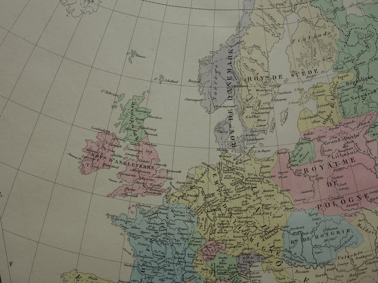 Oude kaart van Europa in het jaar 1556 keizer Karel V originele antieke landkaart uit 1830 geschiedeniskaart