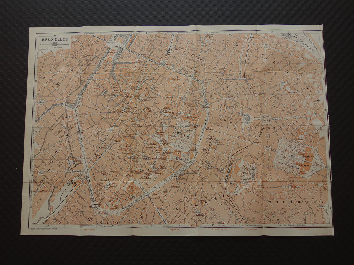 BRUSSEL oude kaart van Brussel België uit 1904 originele antieke historische plattegrond
