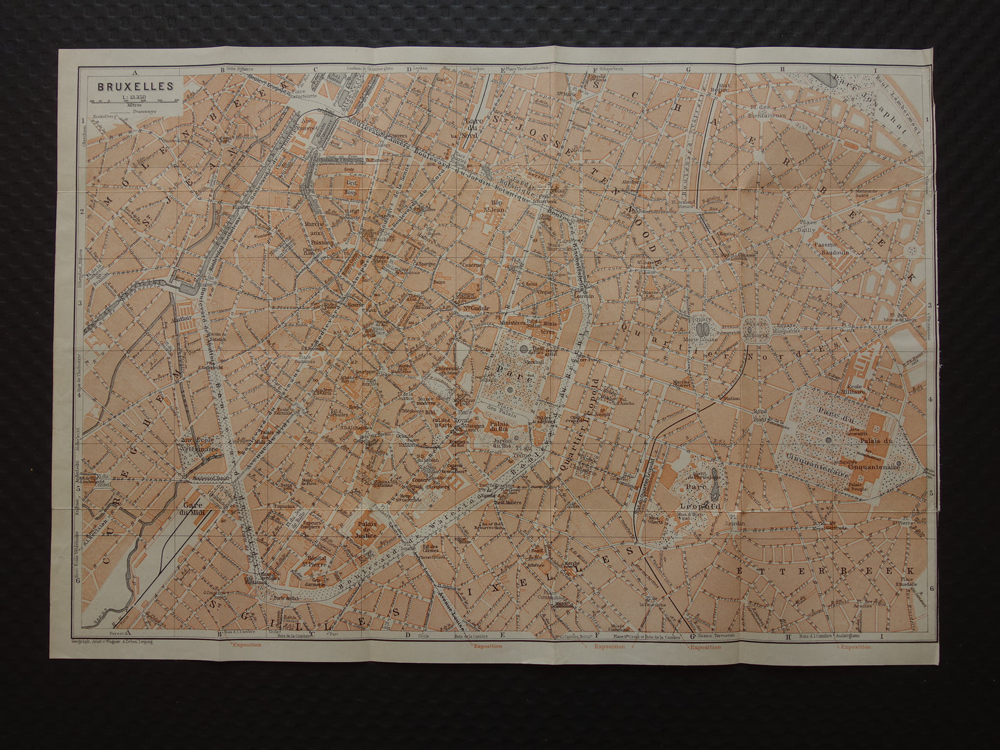 BRUSSEL oude kaart van Brussel België uit 1904 originele antieke historische plattegrond