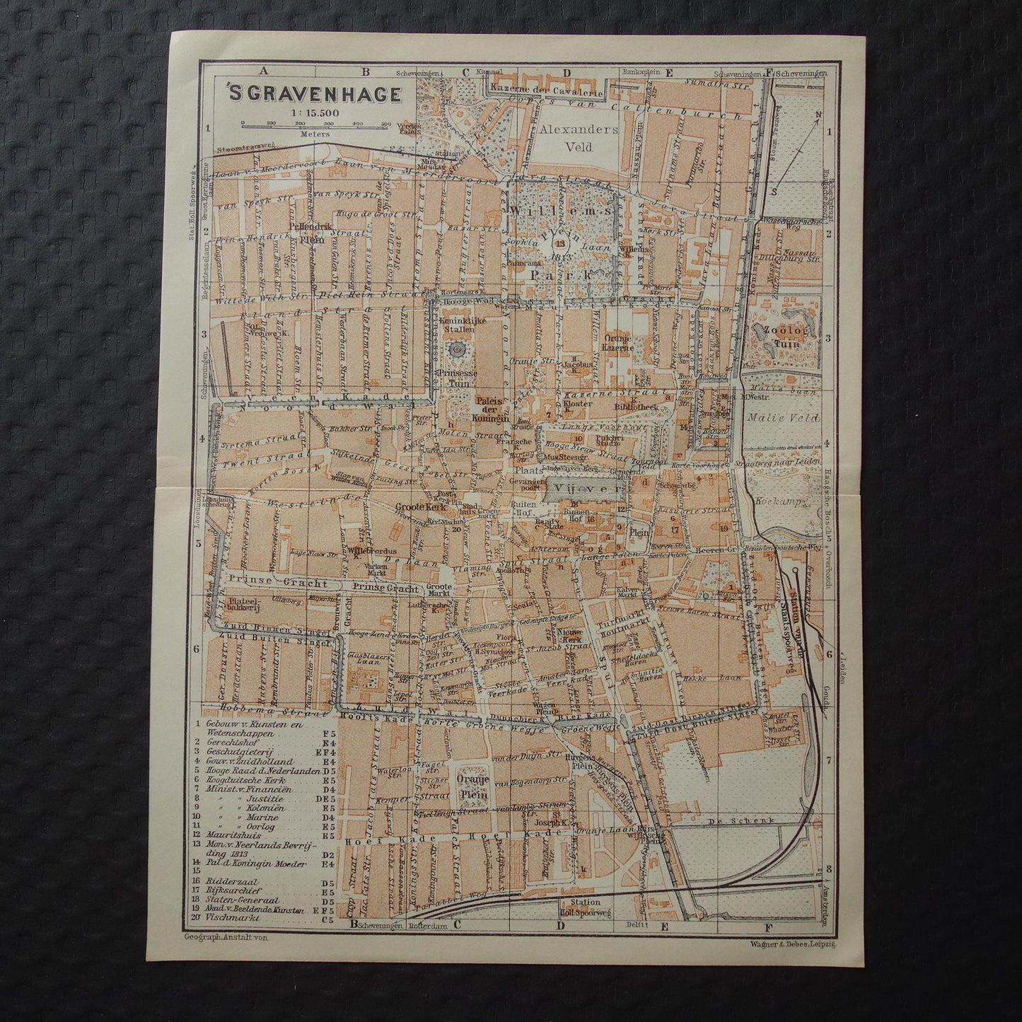 DEN HAAG oude kaart van 's Gravenhage uit 1910 kleine originele antieke plattegrond vintage landkaart