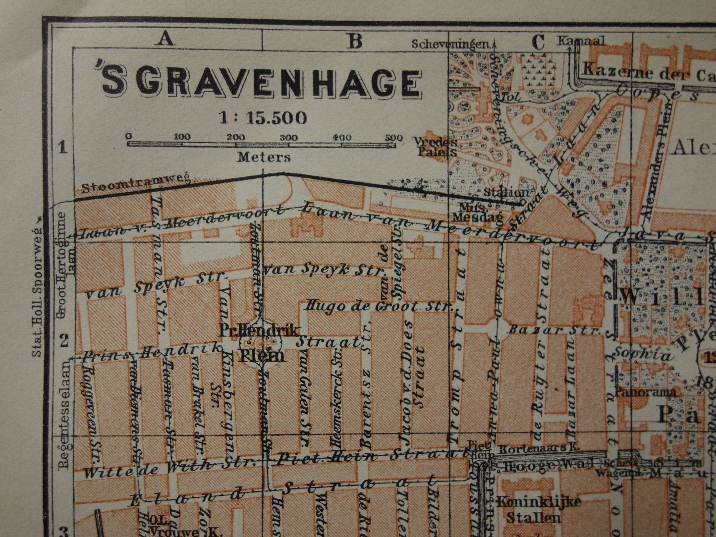 DEN HAAG oude kaart van 's Gravenhage uit 1910 kleine originele antieke plattegrond vintage landkaart