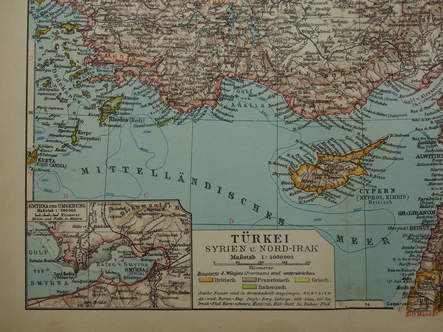 Turkije oude kaart van Turkije uit 1931 originele Duitse vintage landkaart