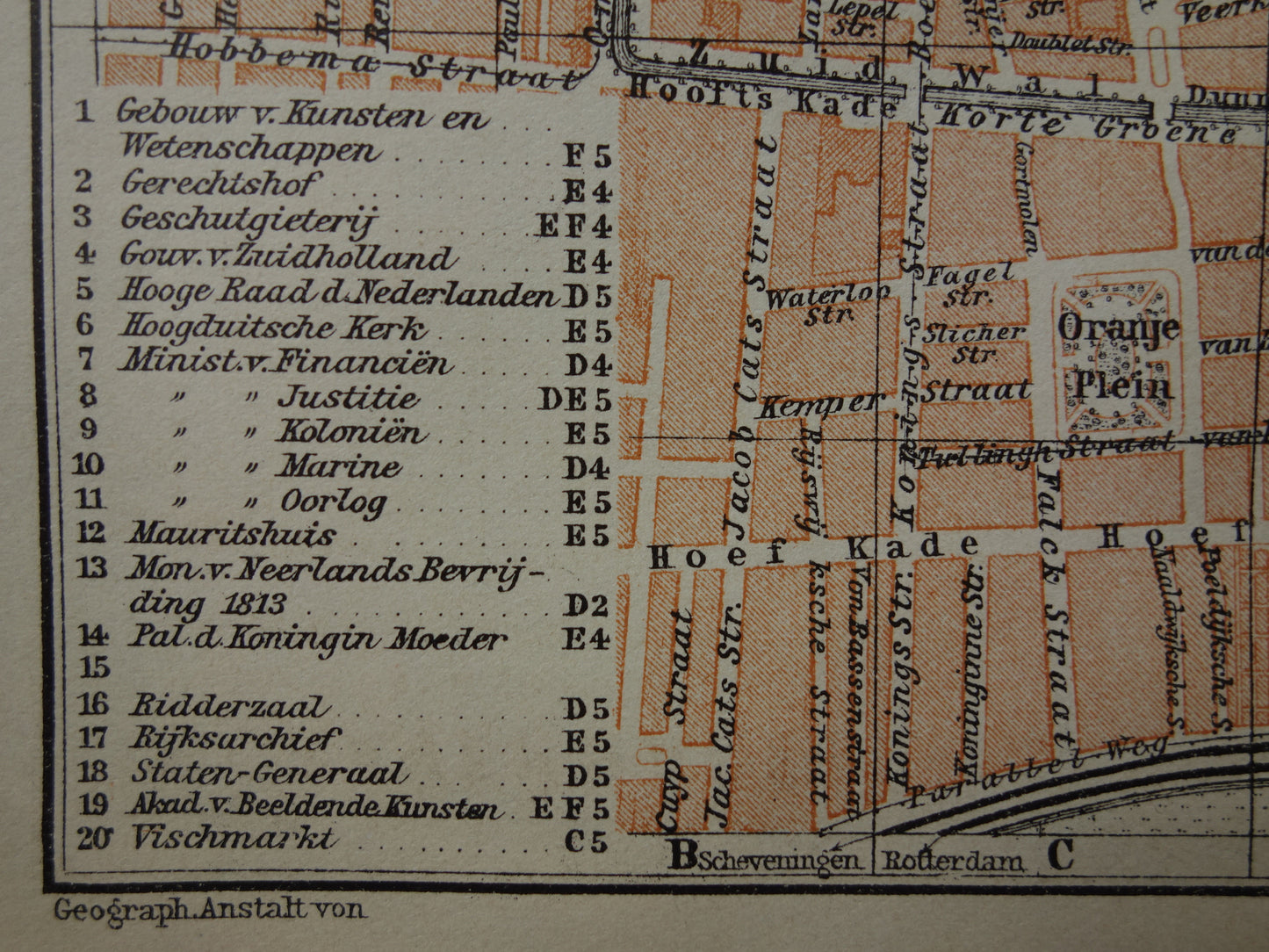DEN HAAG oude kaart van 's Gravenhage uit 1910 kleine originele antieke plattegrond vintage landkaart
