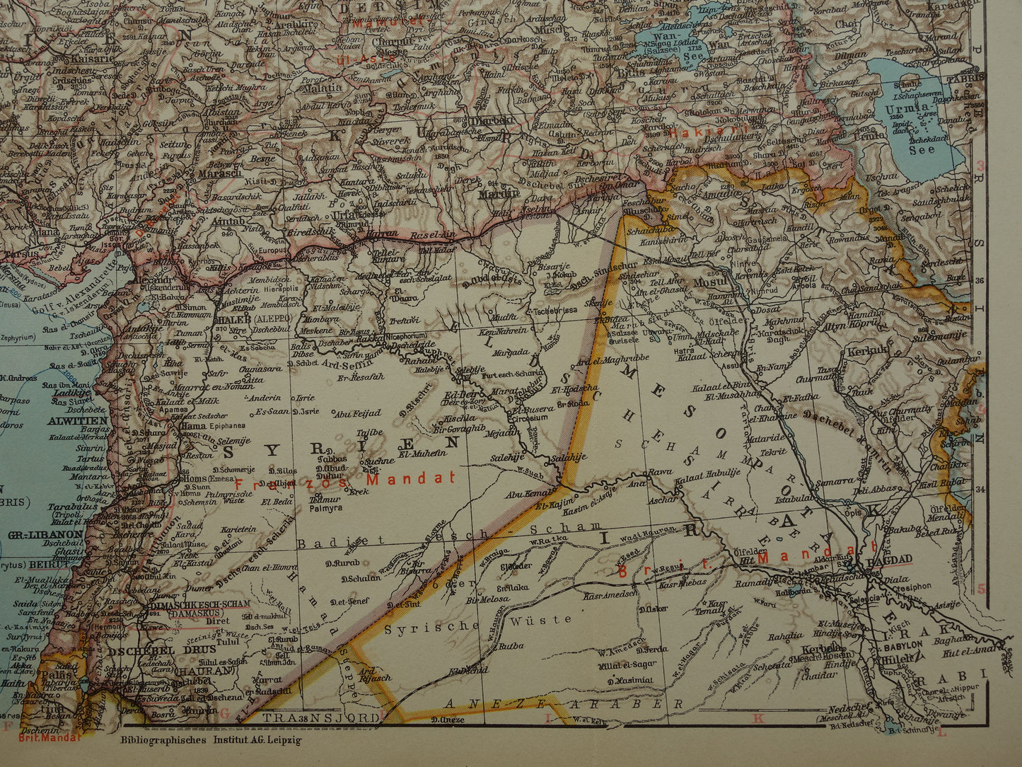 Turkije oude kaart van Turkije uit 1931 originele Duitse vintage landkaart