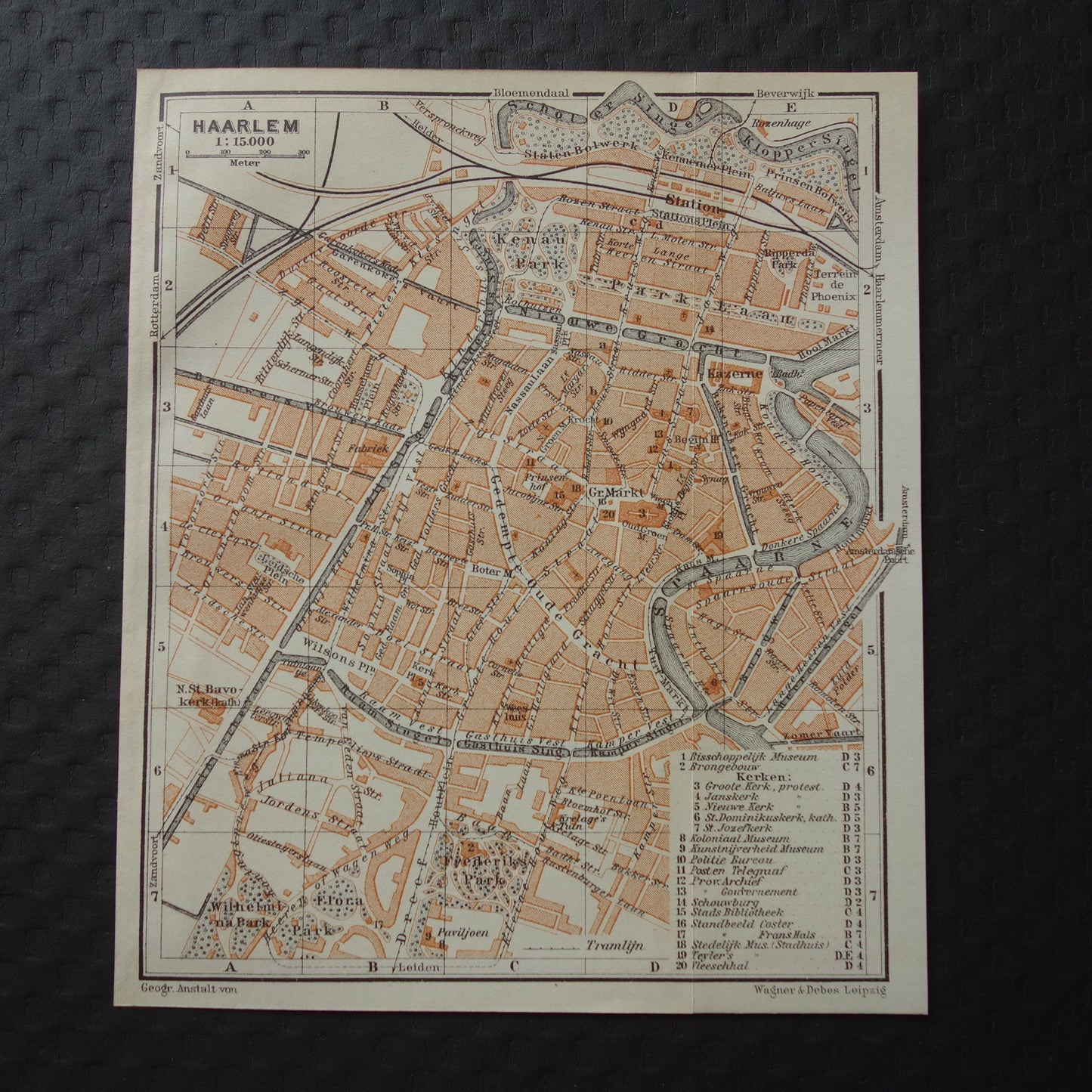 HAARLEM oude kaart van Haarlem uit 1910 kleine originele antieke plattegrond