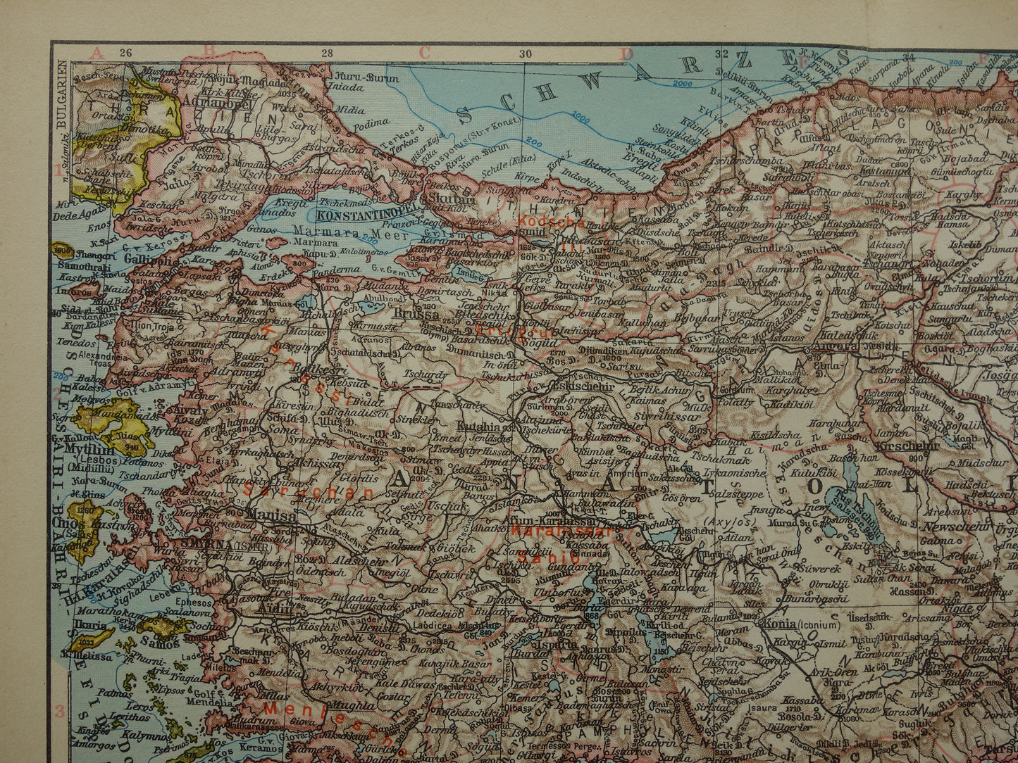 Turkije oude kaart van Turkije uit 1931 originele Duitse vintage landkaart