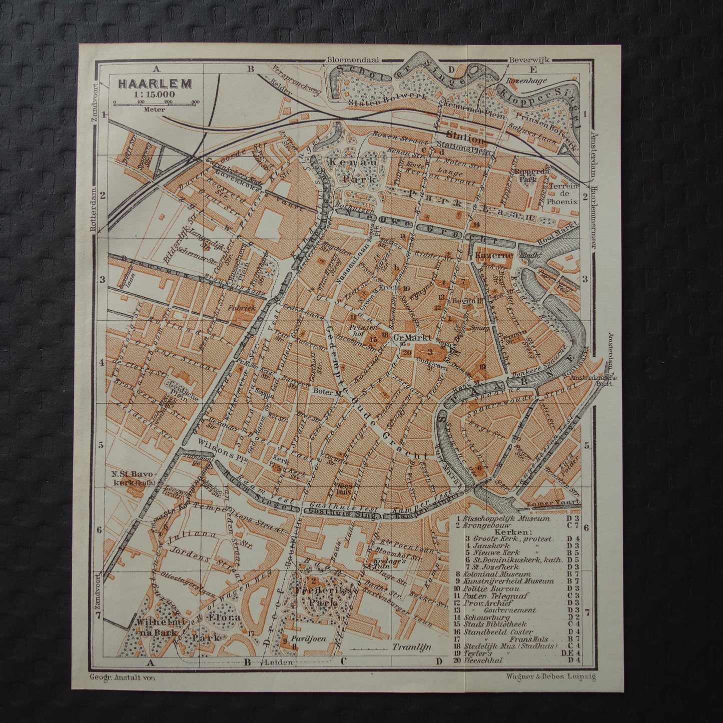 HAARLEM oude kaart van Haarlem uit 1910 kleine originele antieke plattegrond