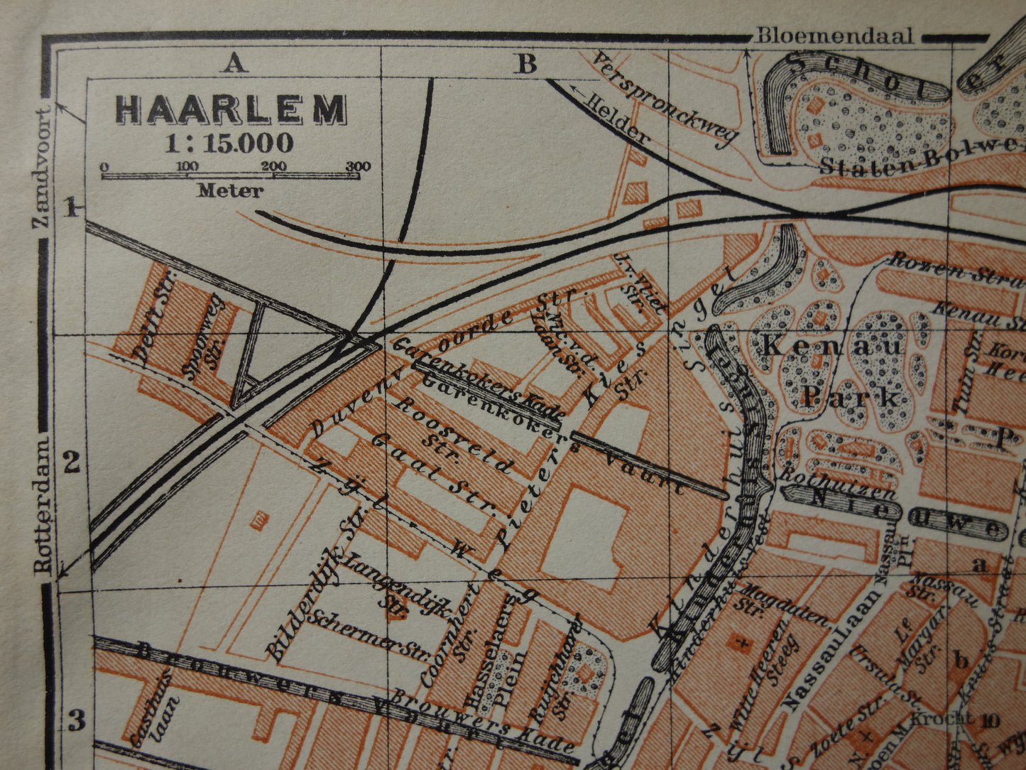 HAARLEM oude kaart van Haarlem uit 1910 kleine originele antieke plattegrond