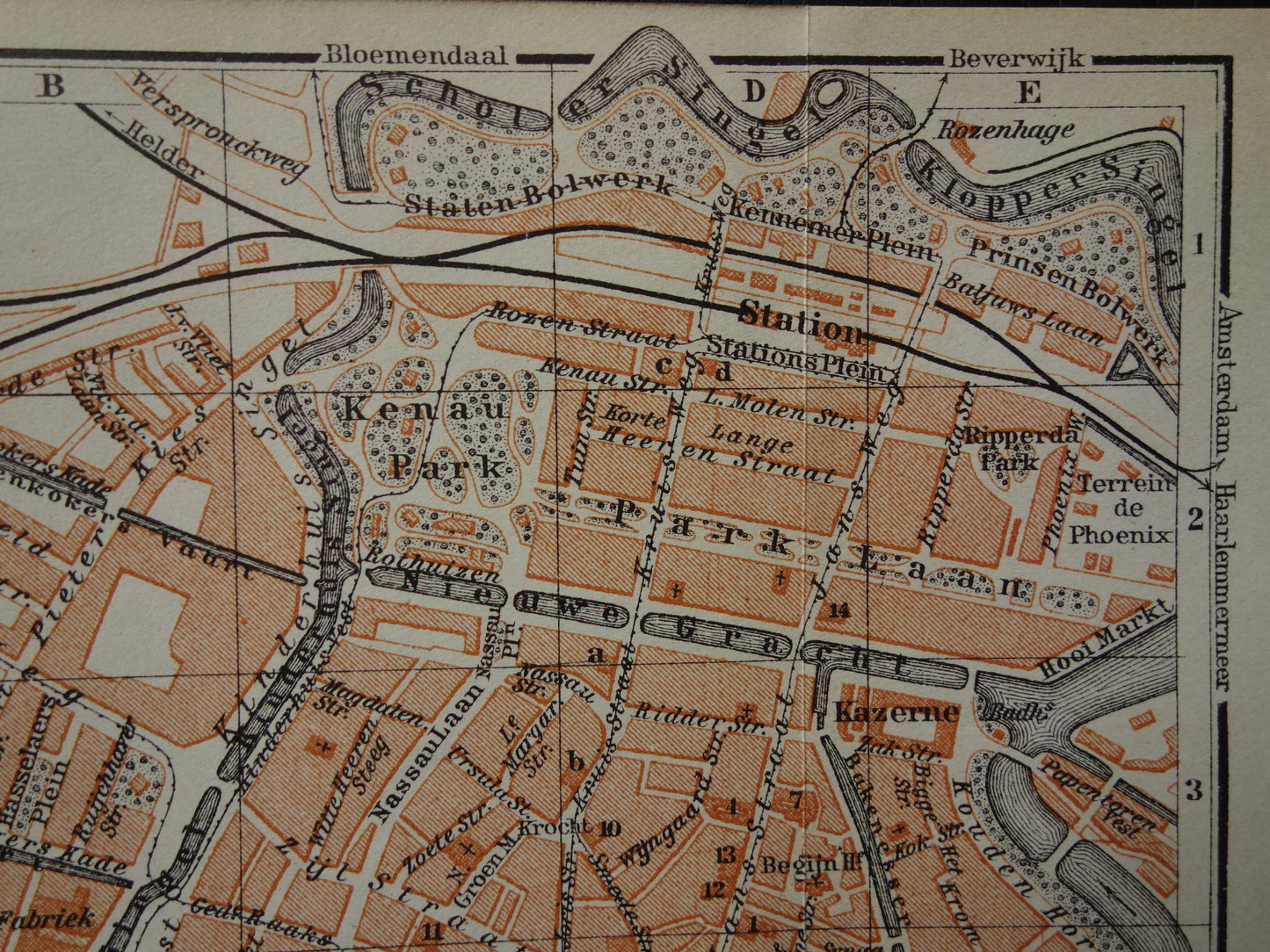 HAARLEM oude kaart van Haarlem uit 1910 kleine originele antieke plattegrond