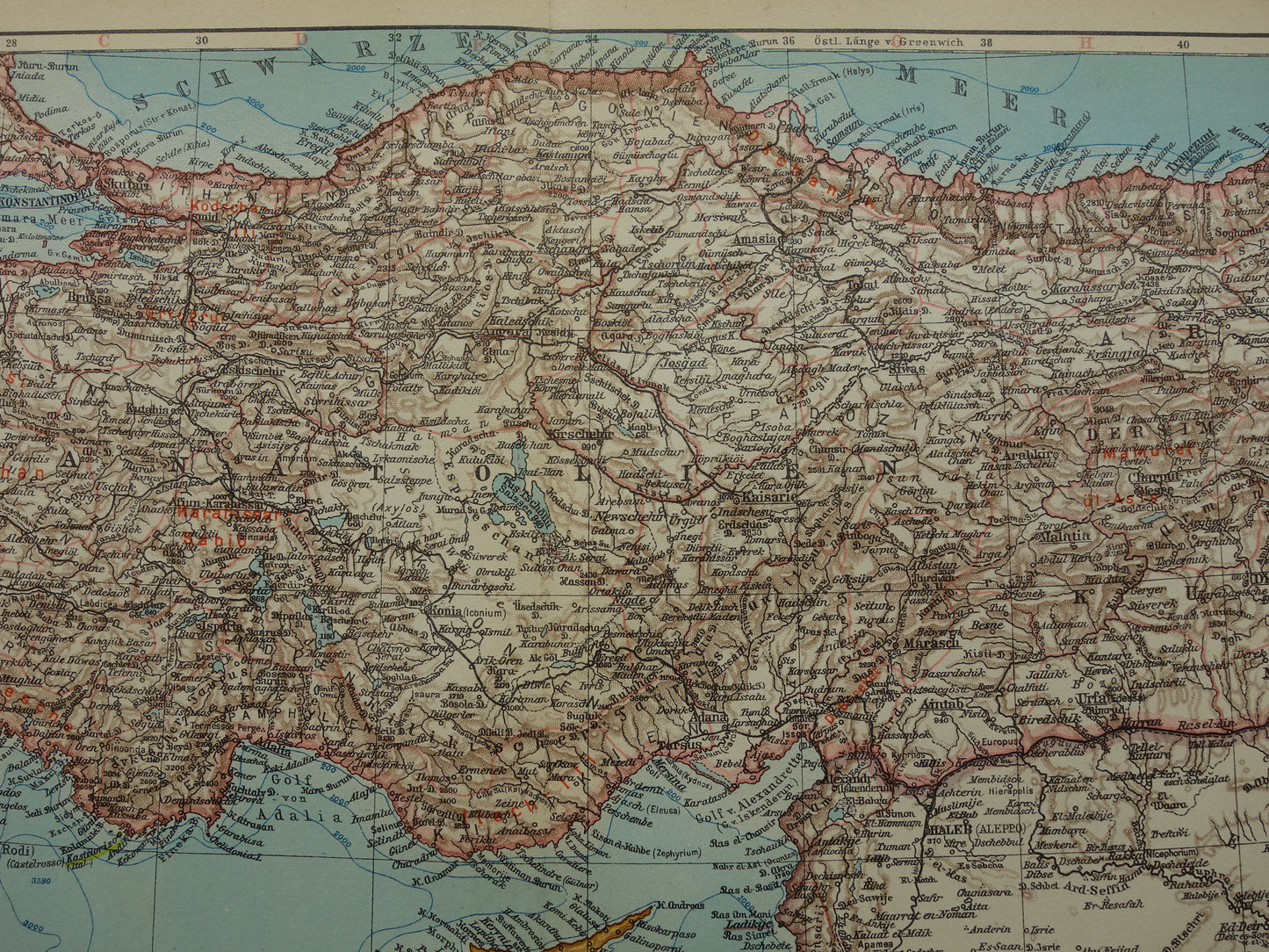 Turkije oude kaart van Turkije uit 1931 originele Duitse vintage landkaart