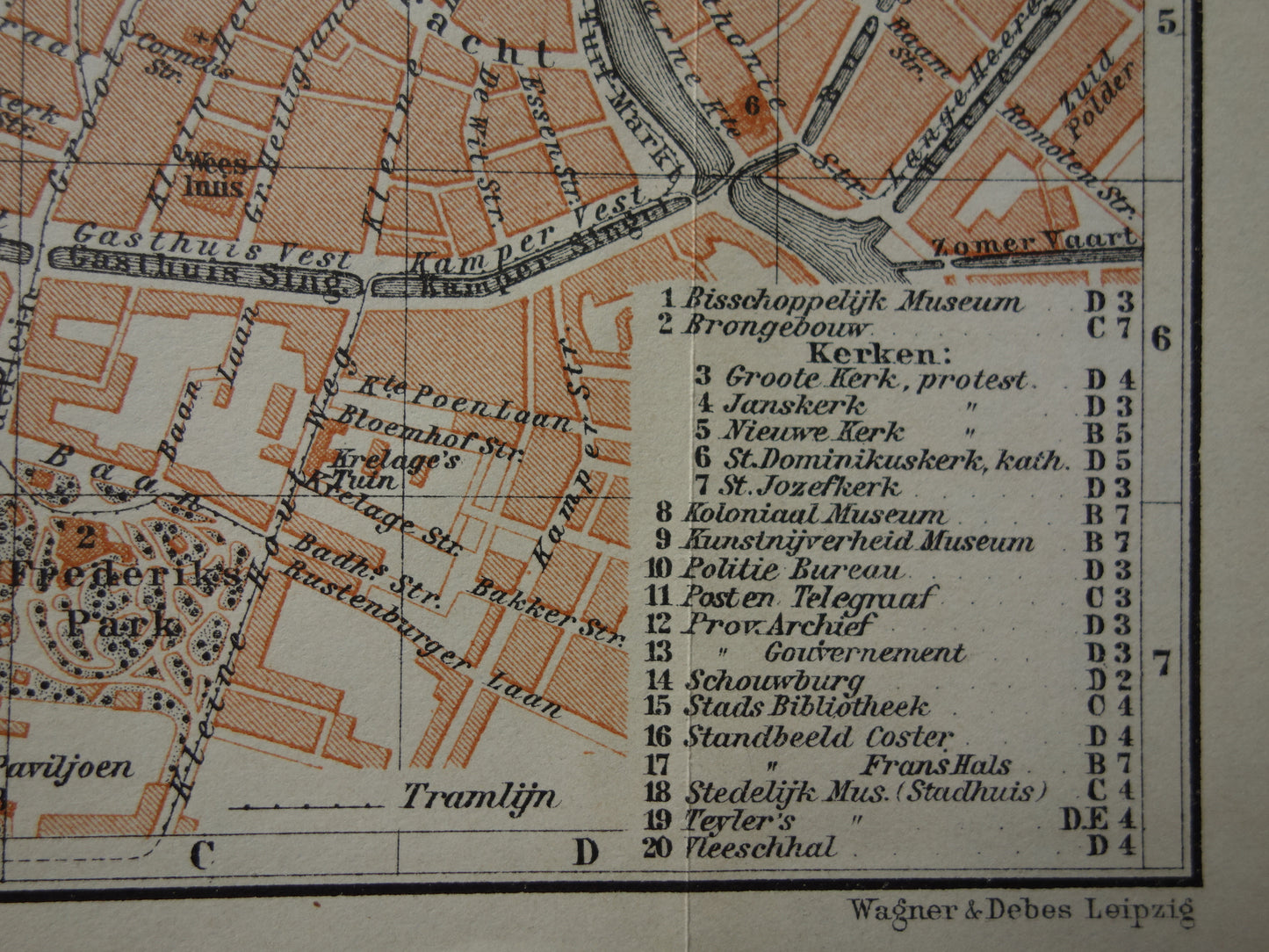 HAARLEM oude kaart van Haarlem uit 1910 kleine originele antieke plattegrond