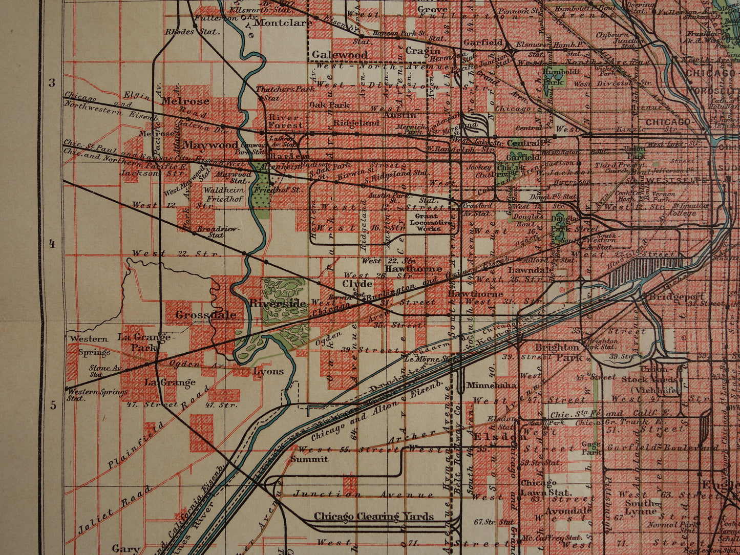 CHICAGO antieke plattegrond oude kaart van Chicago uit 1911 - originele vintage historische kaarten met jaartal