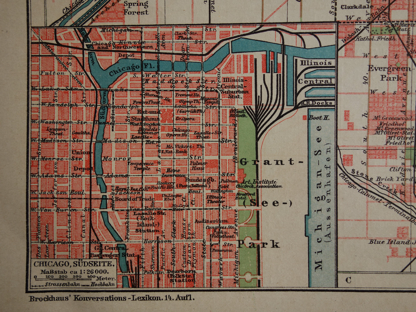 CHICAGO antieke plattegrond oude kaart van Chicago uit 1911 - originele vintage historische kaarten met jaartal