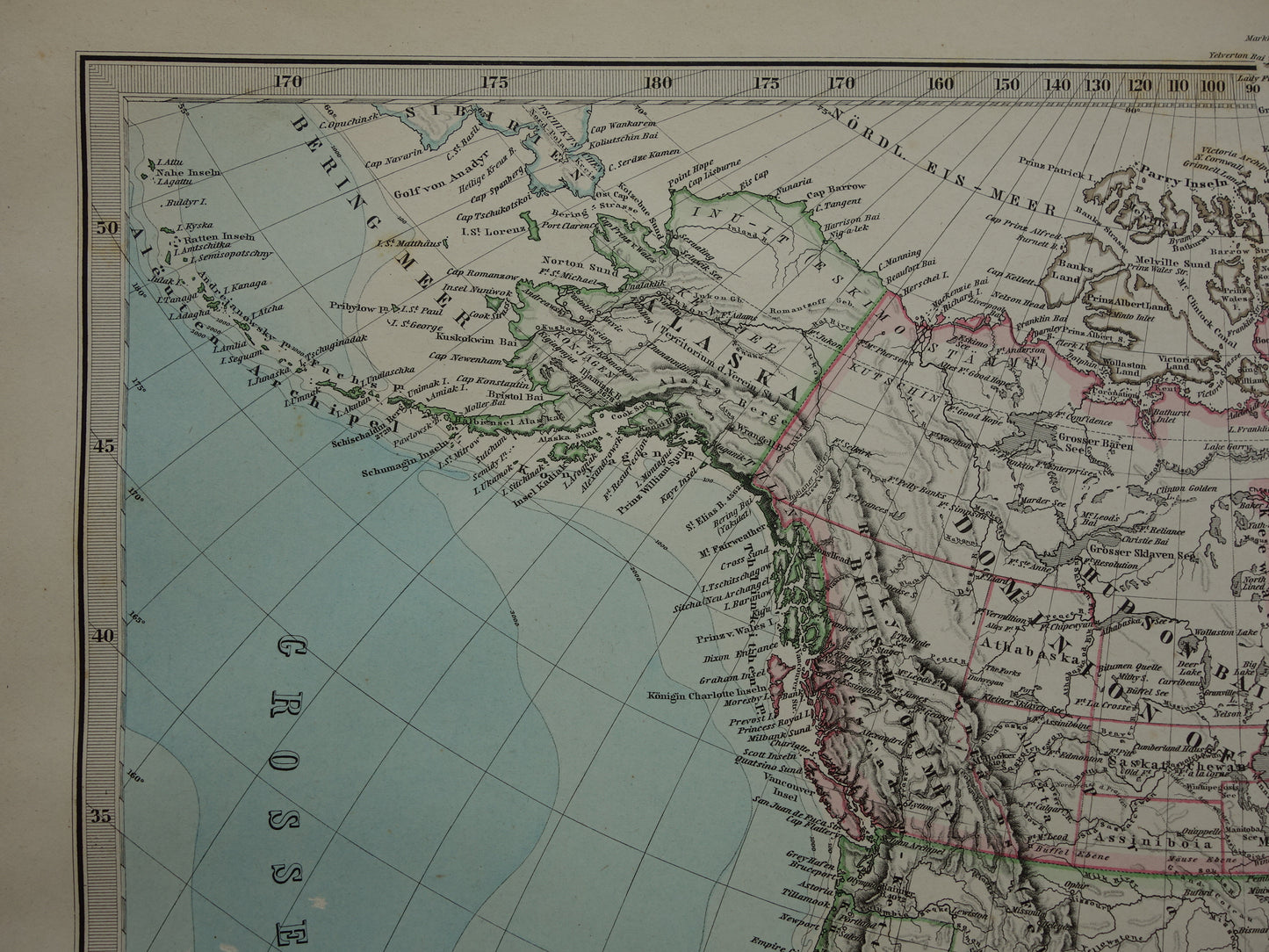 Alte Karte von Nordamerika aus dem Jahr 1884. Antike Karte der USA, Kanadas und Mexikos.