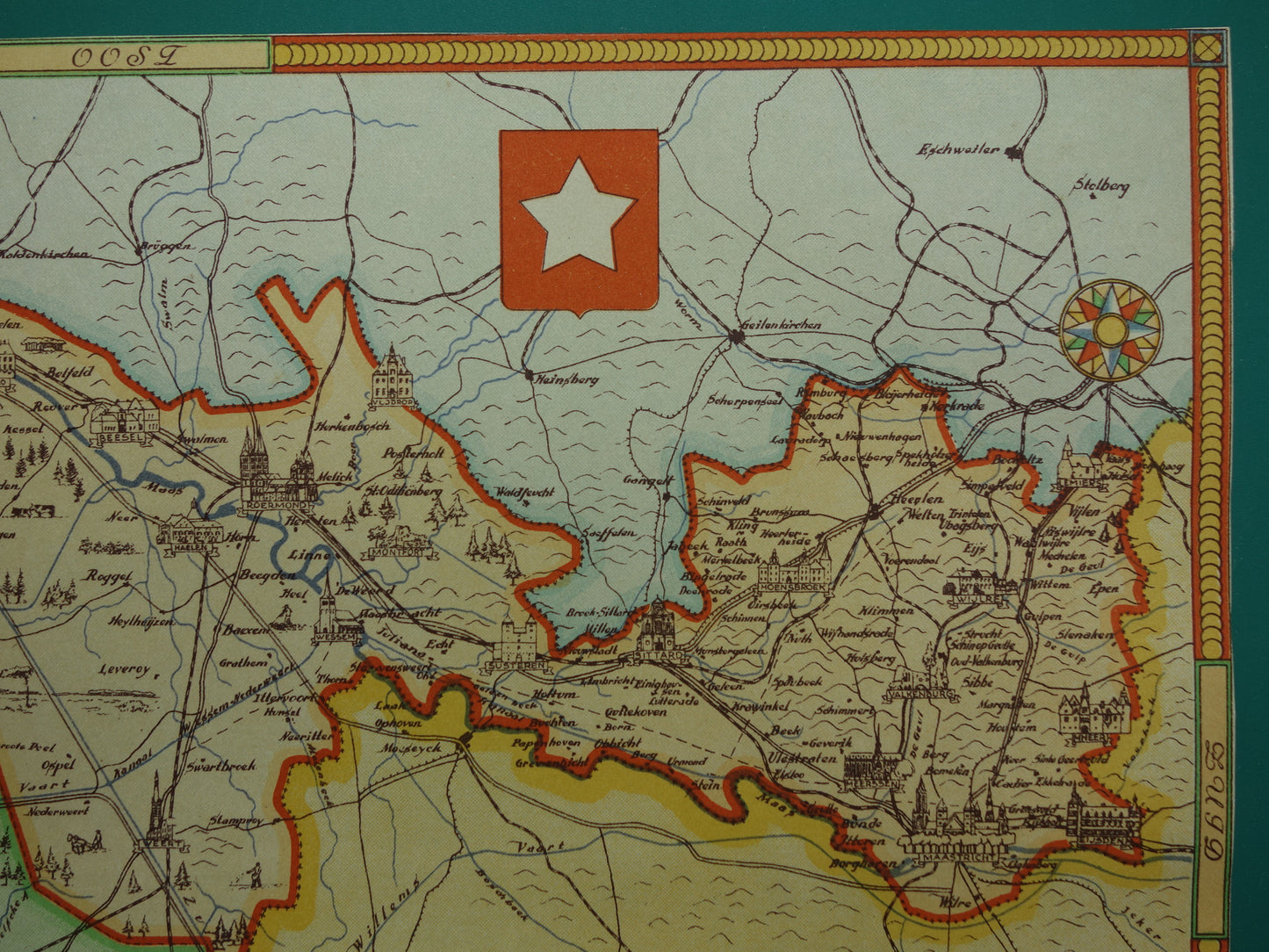 LIMBURG Vintage kaart van de provincie Limburg uit 1947 Oude historische landkaart