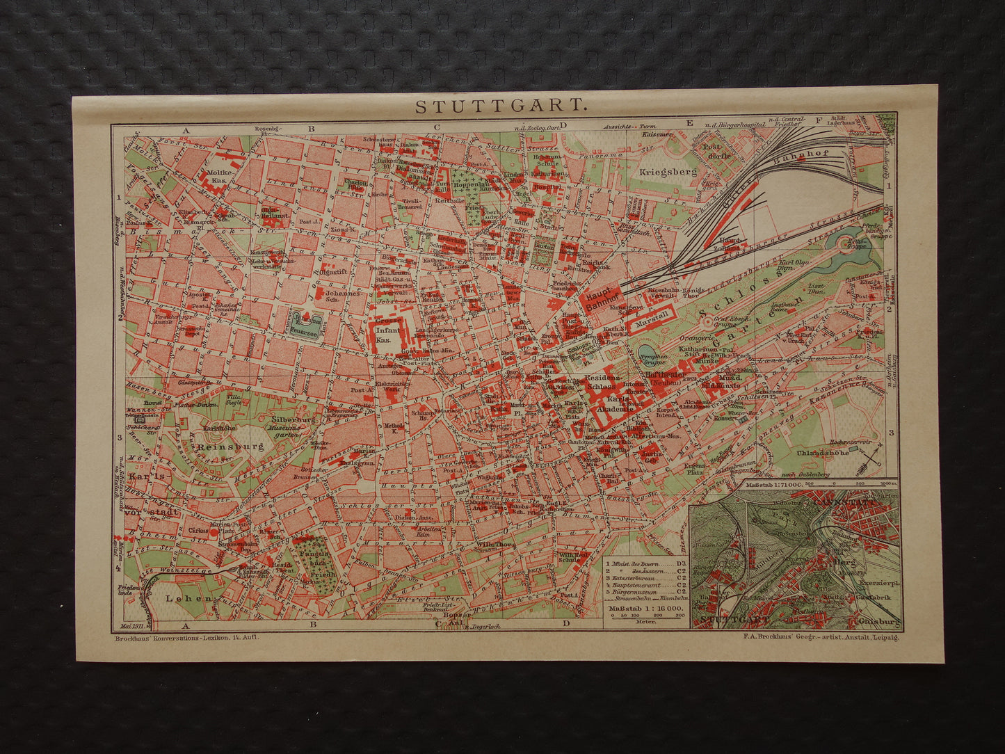 STUTTGART antieke plattegrond oude kaart van Stuttgart uit 1911 - originele vintage historische kaarten met jaartal