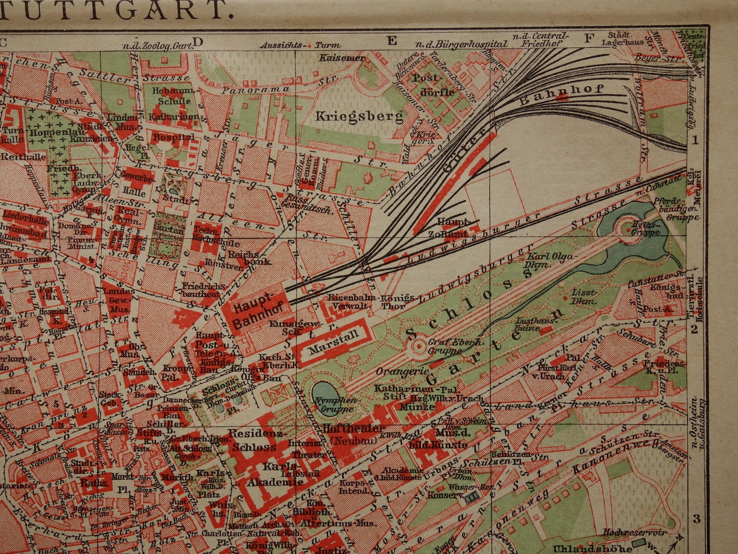 STUTTGART antieke plattegrond oude kaart van Stuttgart uit 1911 - originele vintage historische kaarten met jaartal