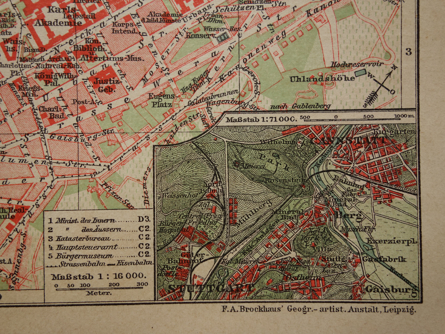 STUTTGART antieke plattegrond oude kaart van Stuttgart uit 1911 - originele vintage historische kaarten met jaartal