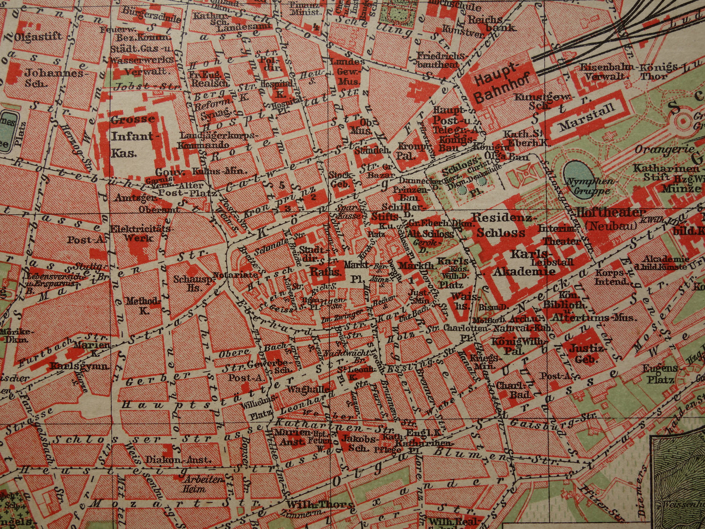 STUTTGART antieke plattegrond oude kaart van Stuttgart uit 1911 - originele vintage historische kaarten met jaartal