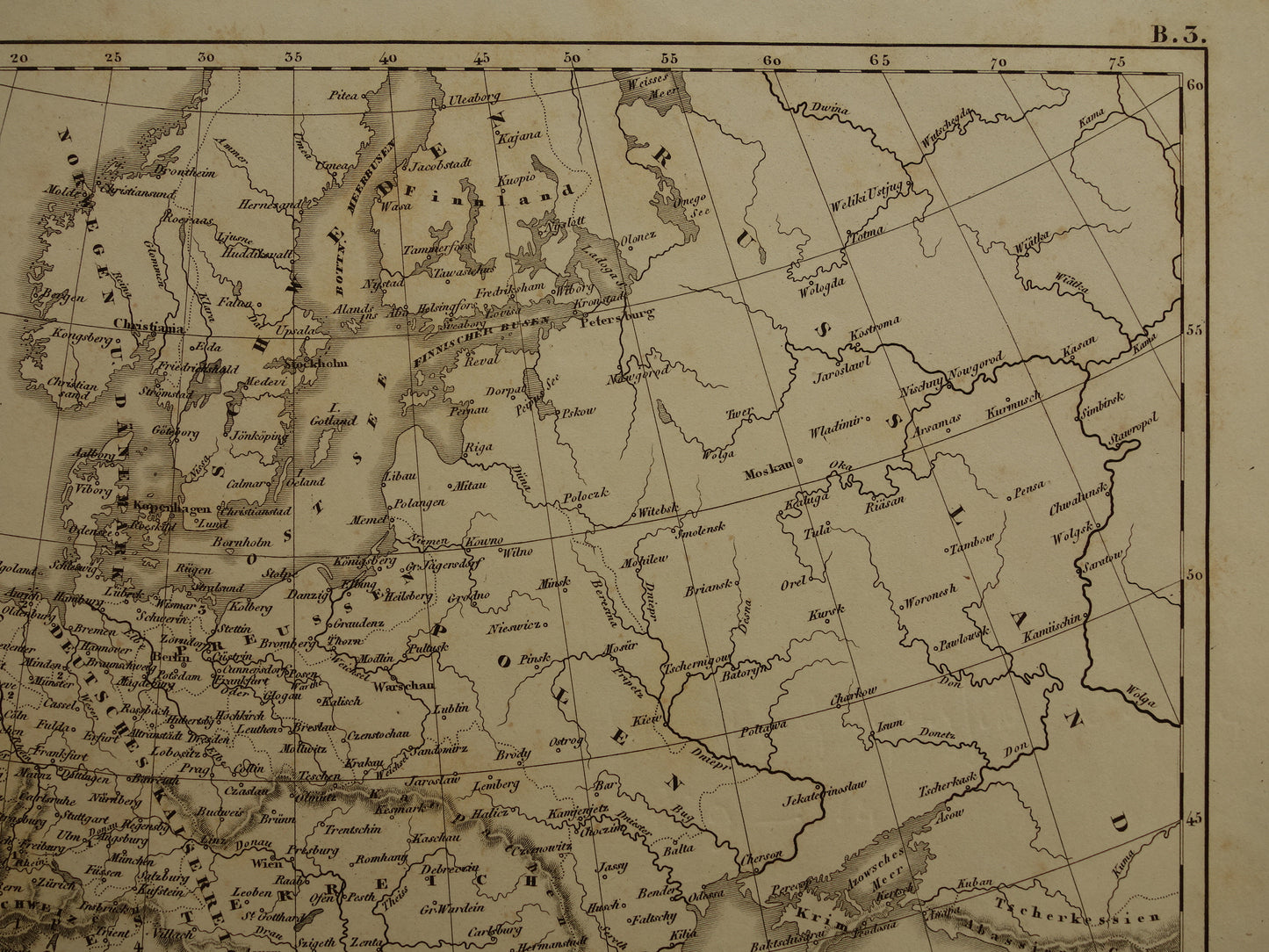 Oude kaart van Europa in 1789 bij start Franse revolutie Originele antieke kaart zwart/wit geschiedeniskaart