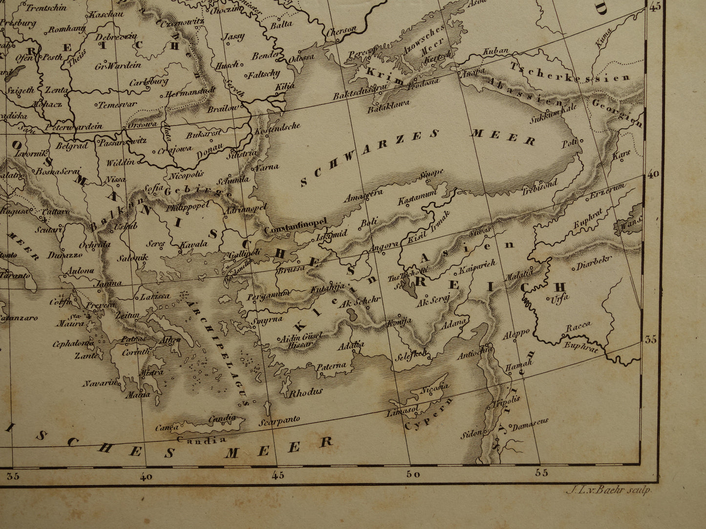 Oude kaart van Europa in 1789 bij start Franse revolutie Originele antieke kaart zwart/wit geschiedeniskaart