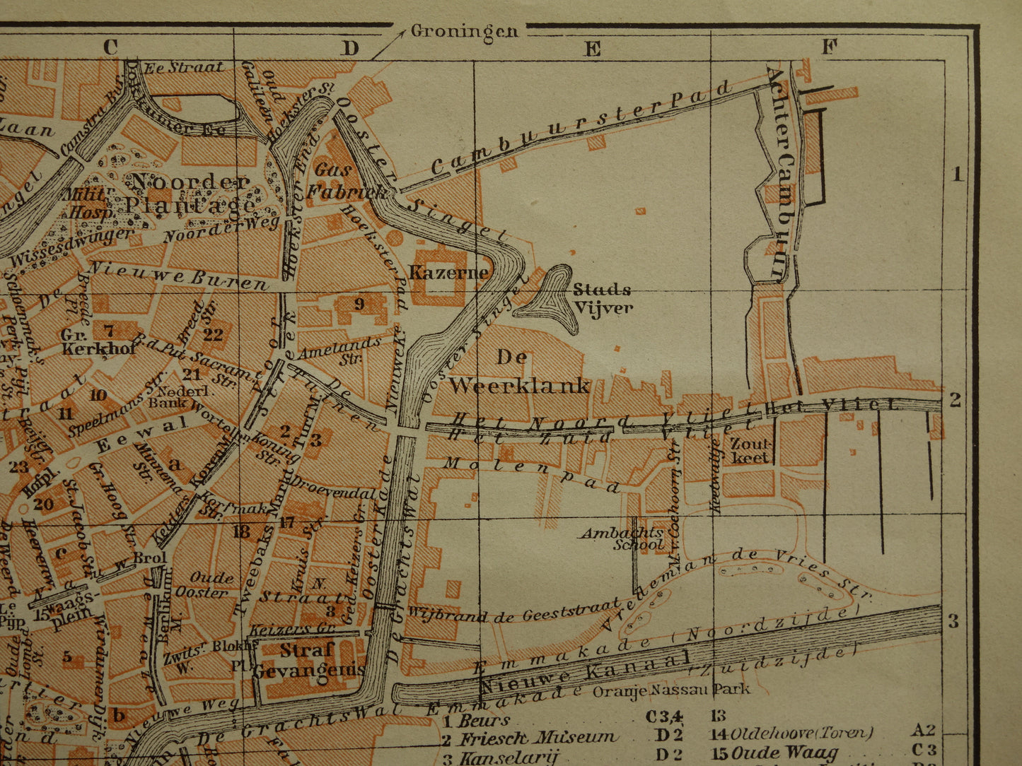 Leeuwarden oude kaart van Leeuwarden uit 1910 kleine originele antieke plattegrond vintage print