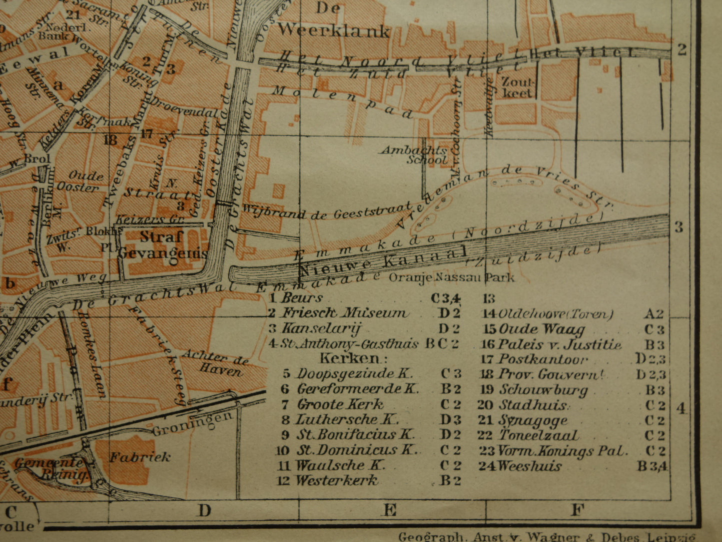 Leeuwarden oude kaart van Leeuwarden uit 1910 kleine originele antieke plattegrond vintage print