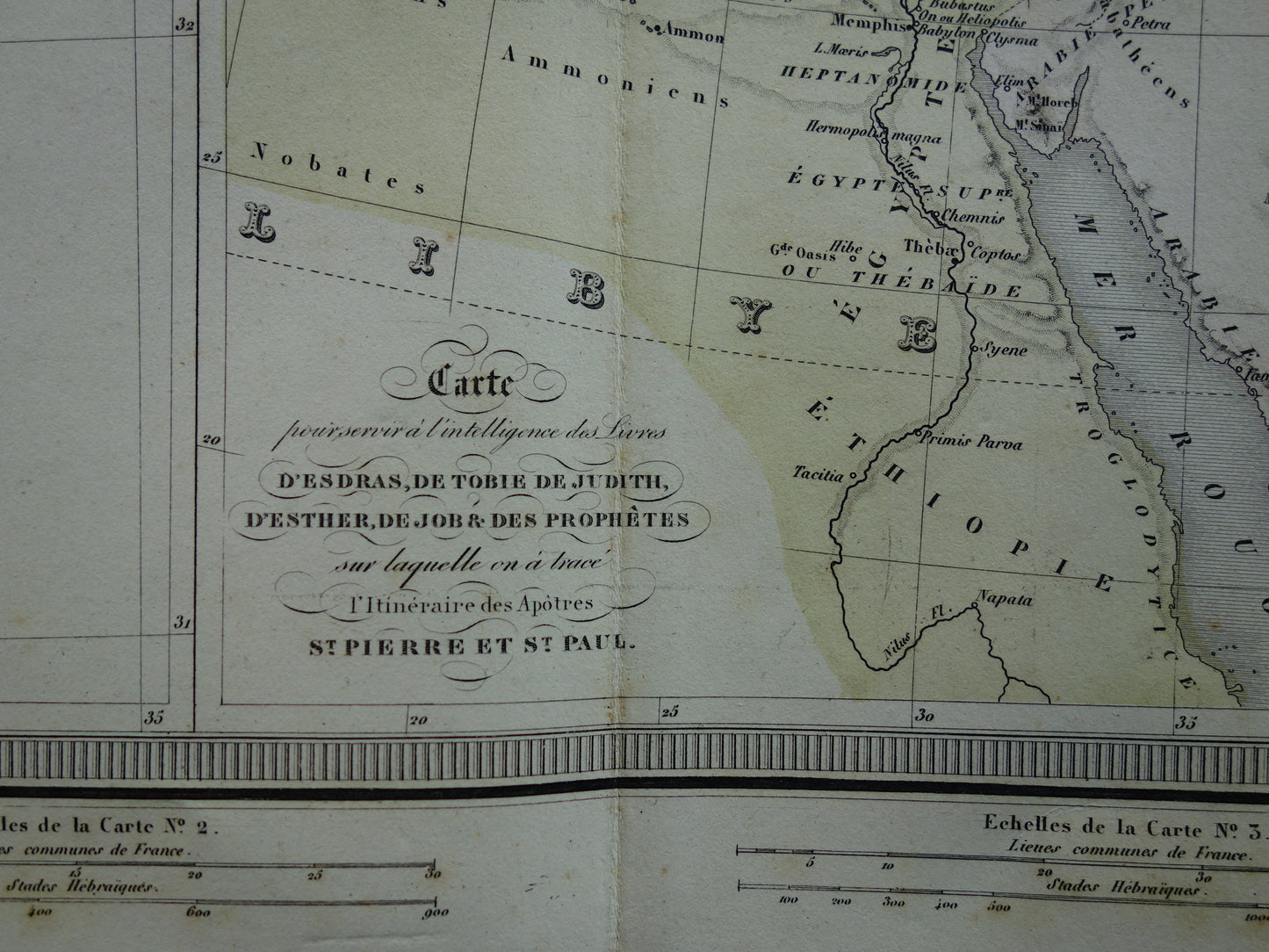 Palestina in de oudheid oude kaart Bijbelse geschiedenis - Franse antieke handgekleurde landkaart