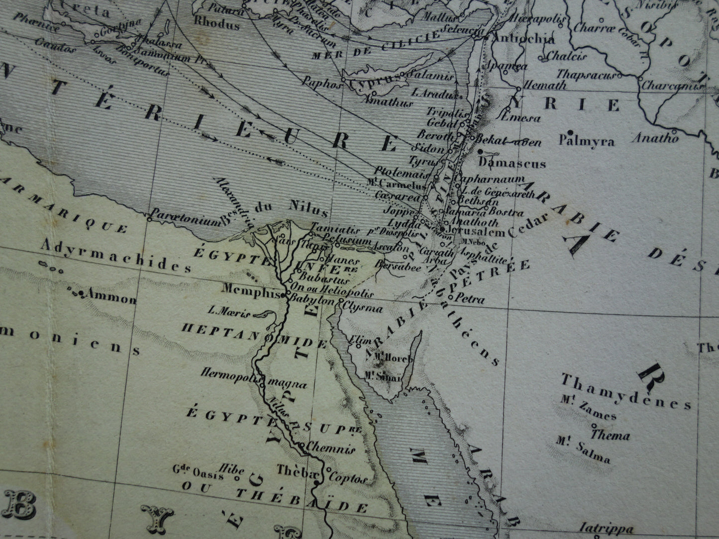 Palestina in de oudheid oude kaart Bijbelse geschiedenis - Franse antieke handgekleurde landkaart